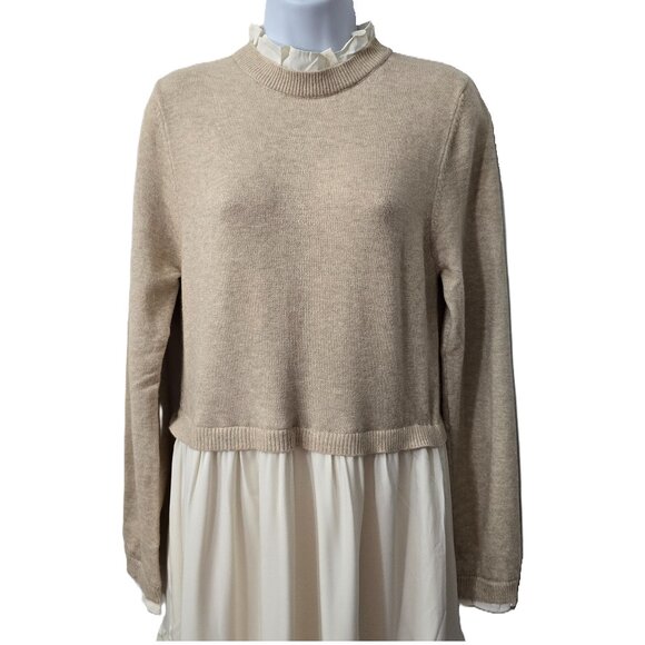 NEW Baltic Born Sophie Sweater Dress L Knit Flowy Lined Natural Ivory Boho Beach - Picture 4 of 11